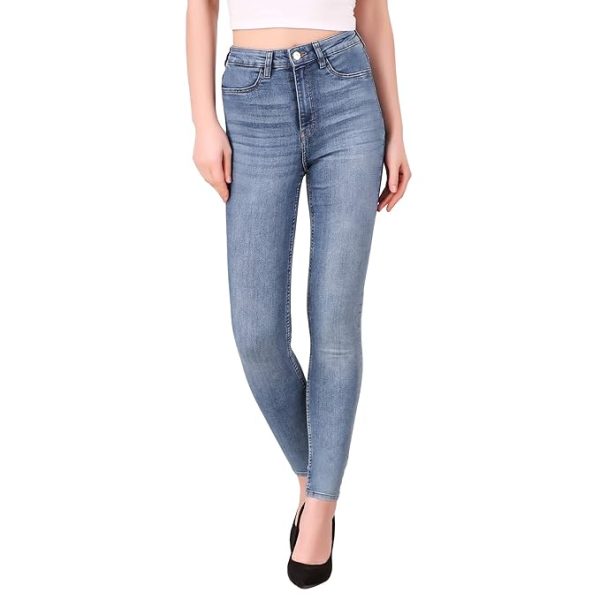 Premier Sports Womens Girls Slim Fit High Waist Trendy Summer Denim Jeans Blue